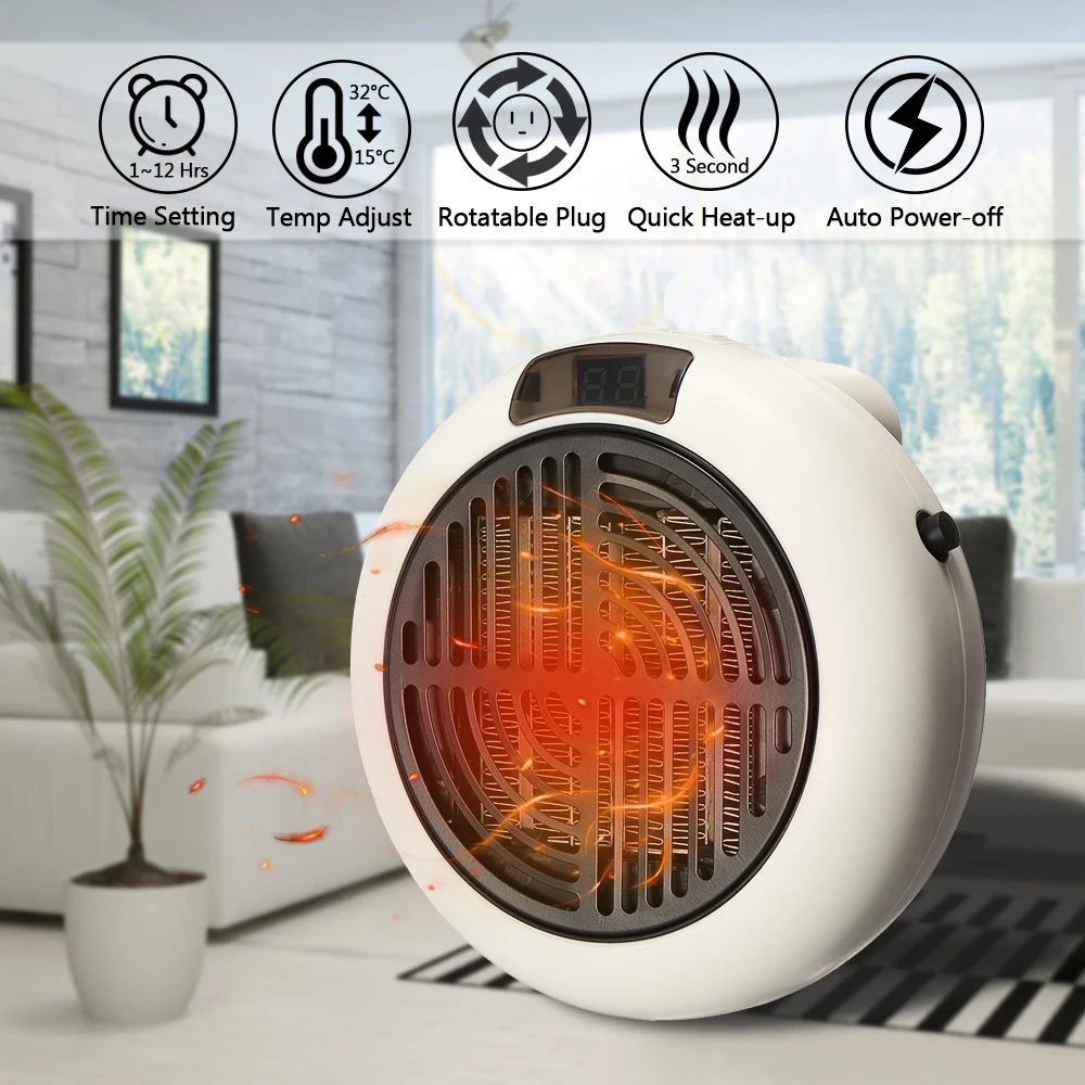 

110V- 240V 900W Electric Heater Fan Desktop Household Wall Handy Heater Stove Radiator Ceramic Warmer Heater Machine