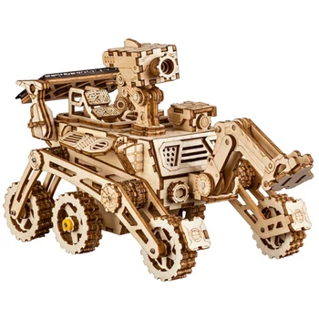 

Robotime Home Decor Figurine Diy Wooden Miniature Curiosity Rover Solar Energy Decoration Accessories Gifts For Children Ls402