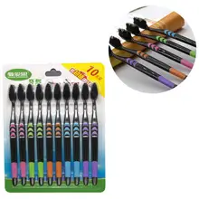 10 шт./партия, для взрослых, Сверхтонкая Мягкая зубная щетка, для чистки зубов, нейлон, 12 см, 4,7 дюймов, домашняя комбинация, черный цвет