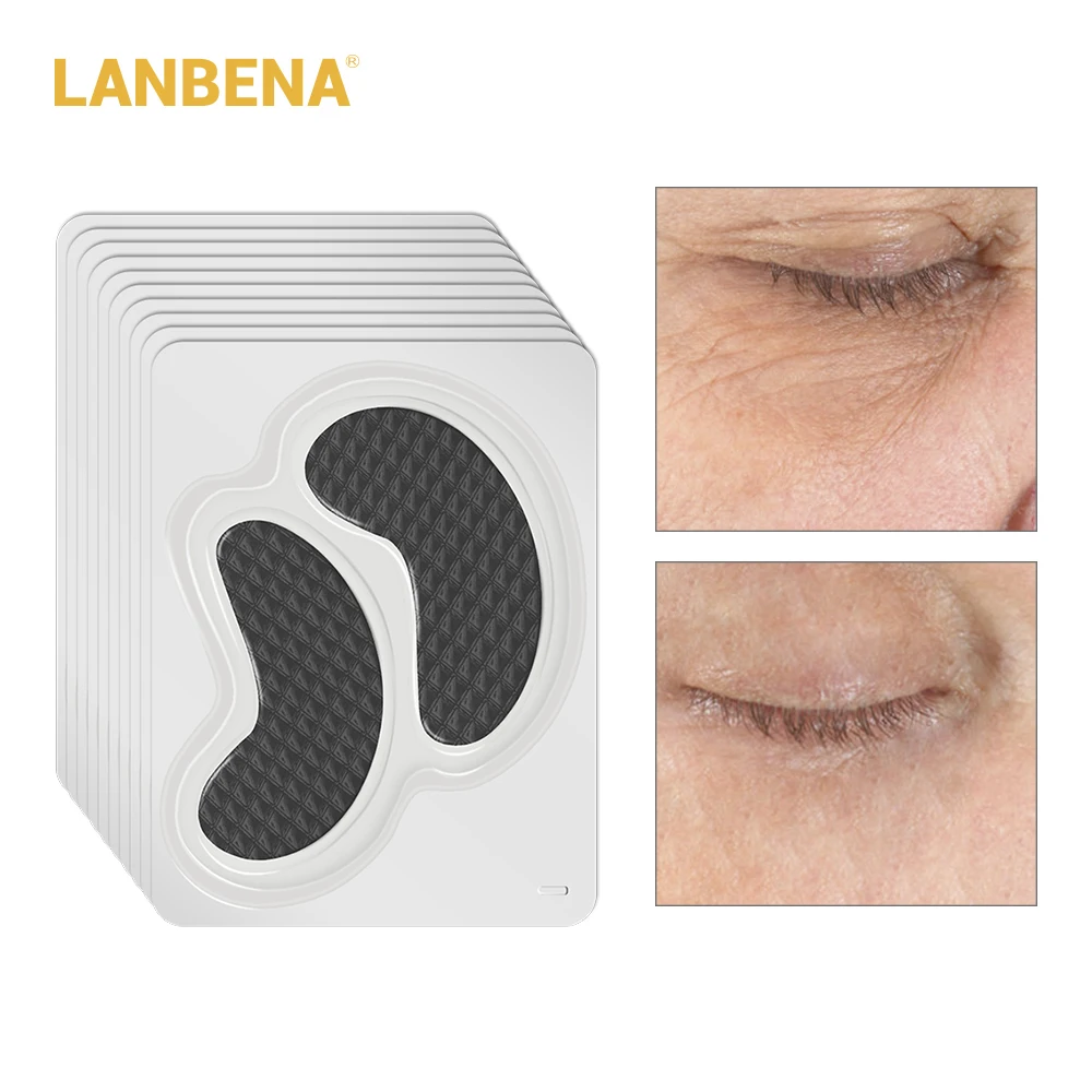 Lanbena 24k Gold Eye Mask Collagen Eye Patches Sleep Mask Dark Circle Eye Bag Anti-aging Wrinkle Firming Skin Care 20pcs=10 Pair