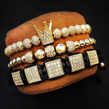 

Zircon Hip Hop Gold Bracelets Men Jewelry Cubic Micro Pave CZ Charm Braided Braiding Pulseira Bileklik Erkek Christmas