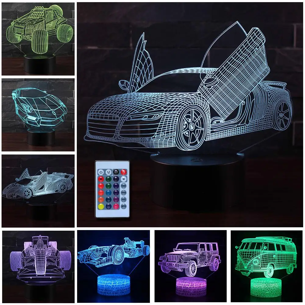 Fashion 3D Car Colorful LED Night Light USB Touch Sensor Home Decor
