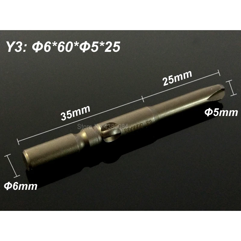 3 pcs 세트 60mm 자기 y 형 스크루 드라이버 드릴 비트 직경 6mm 라운드 생크 전기 스크류 드라이버 s2 전원 핸드 툴 802, 6c