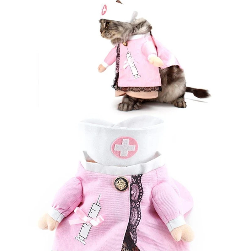 Милый костюм для питомца кота, одежда для кошки, Забавный костюм, костюм медсестры, одежда для кошки, платье, одежда для питомца, хлопковая одежда