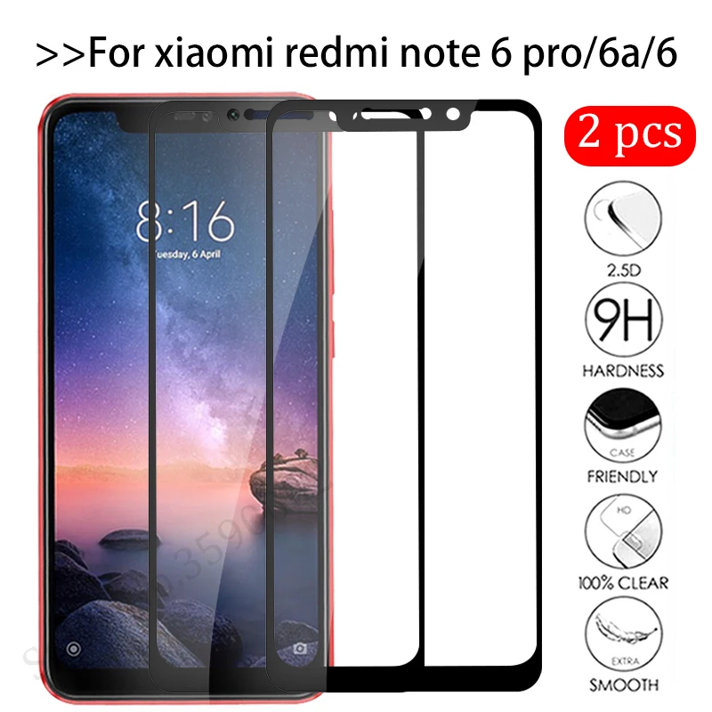 Защитное стекло для xiaomi redmi note 6 pro 2 шт./лот закаленное защиты экрана защитная