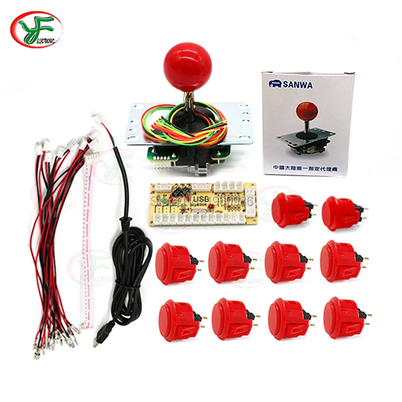 

One Player Arcade Kit DIY Zero Delay Arcade USB BoarWith Cable Japan Original SANWA Joystick JLF-TP-8YT OBSF-30 /24 Push Button