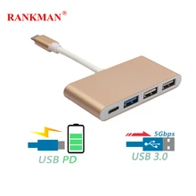 Rankman Type C to USB3.0 USB2.0 USB-C Type-C Hub Charging Data Converter Adapter Cable for MacBook Laptop Tablet PC Rankman Type C to USB3.0 USB2.0 USB-C Type-C Hub Charging Data Converter Adapter Cable for MacBook Laptop Tablet PC