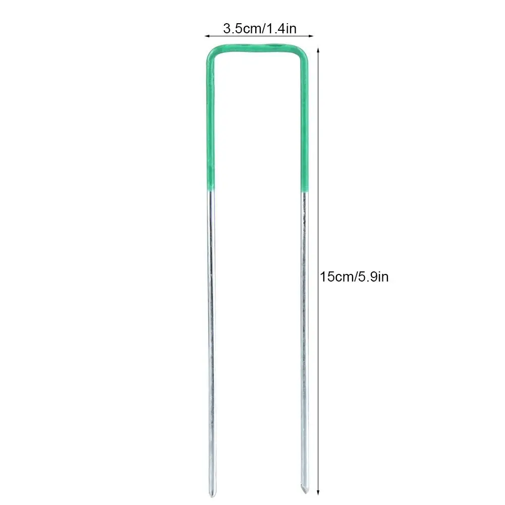 100 шт Половина зеленая искусственный трава газон U булавки металлические оцинкованные колышки скобы сорняки фиксированные ногти для ложный газон