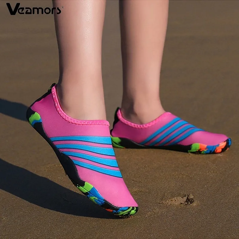 VEAMORS تنفس للجنسين أكوا أحذية ل السباحة الأمواج شقة أحذية رياضية في الهواء الطلق المنبع أحذية ماء النساء الرجال مرونة الشاطئ الأحذية