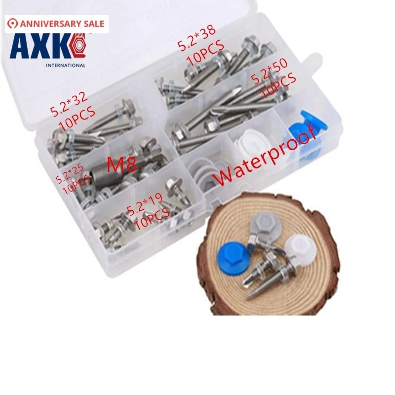 

Screws For Laptops 40pcs Stainless Steel/ Zinc M5.2 Waterproof Washer External Hexagonal Self Drilling Screw Bolt Tapping Tail