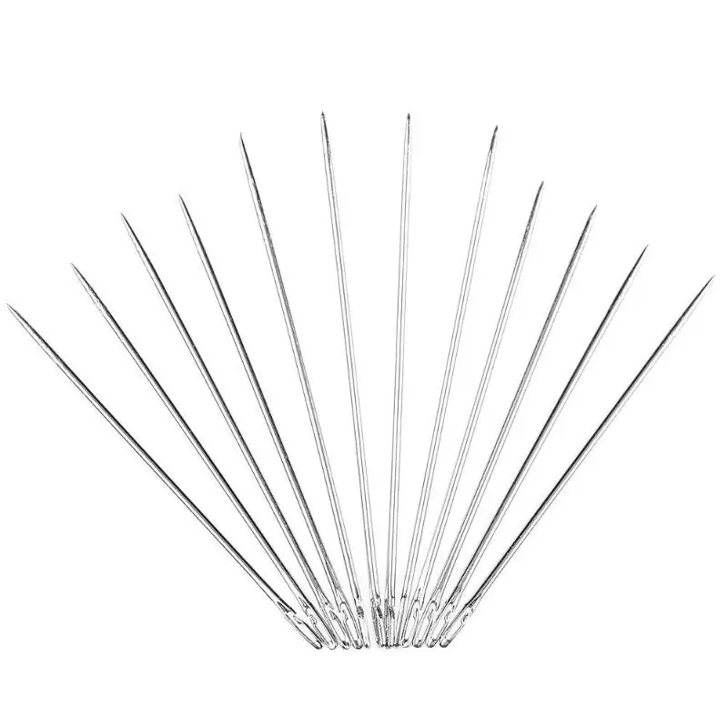 

12pcs/set 2 Hole Blind Needles High Carbon Steel Small Exquisite Self-threading DIY Needlework DIY Sewing Pin for the Elderly