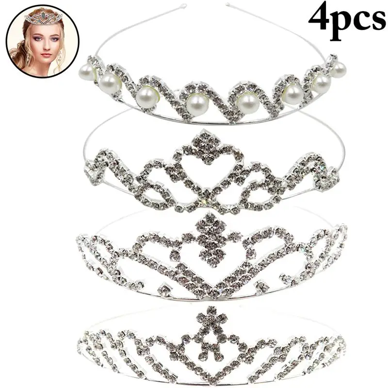 

4PCS Wedding Hair Band Rhinestone Crown Headband Elegant Rhinestone Bridal Headband Party Headpiece For Wedding