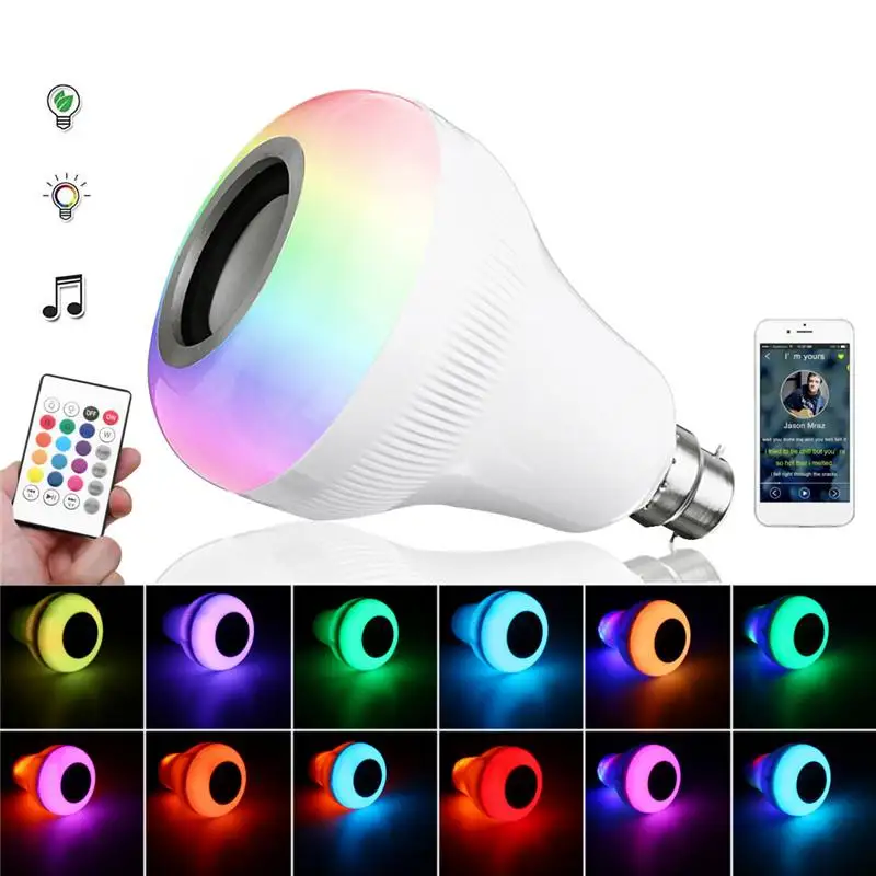 

Smuxi E27 B22 18W RGBW+Colorful Bluetooth Speaker Music Play LED Light Bulb Remote Control AC85-265V PC Material
