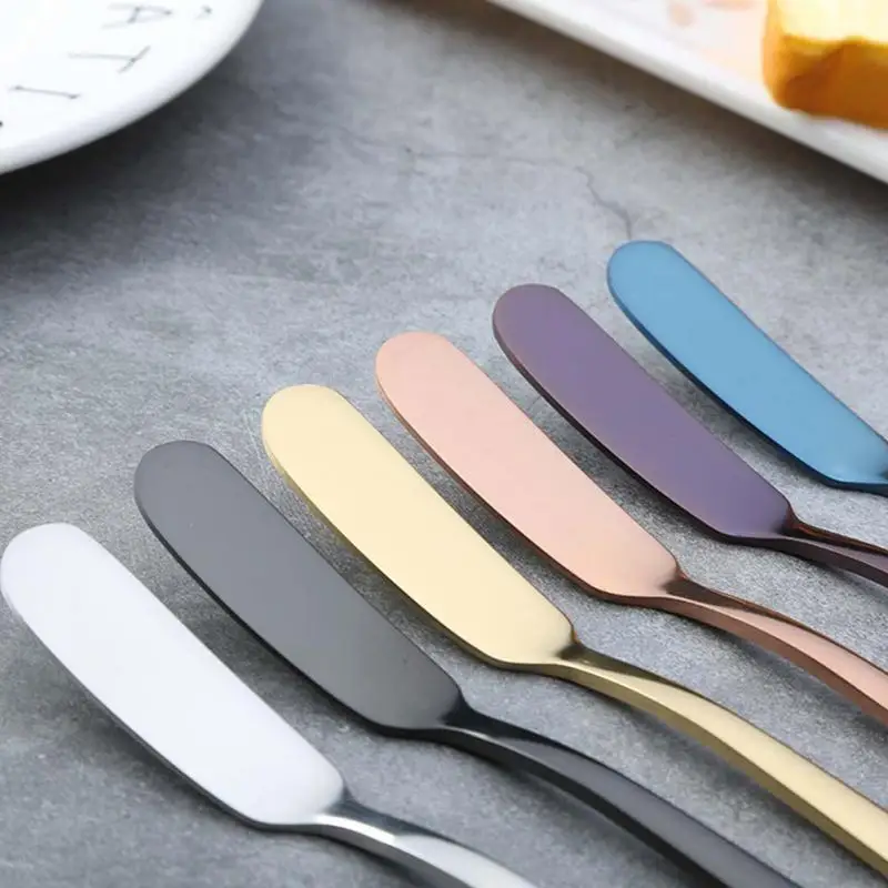 

304 Stainless Steel Butter Knife Cheese Dessert Jam Spreaders Cream Gold Black Rose Gold Knifes Western Cutlery Breakfast Tool