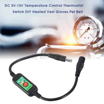 

DC 5V-15V Temperature Control Switch Thermostat Switch DIY Heated Vest Gloves Pet Belt Temperature Controller Rheostat Switch