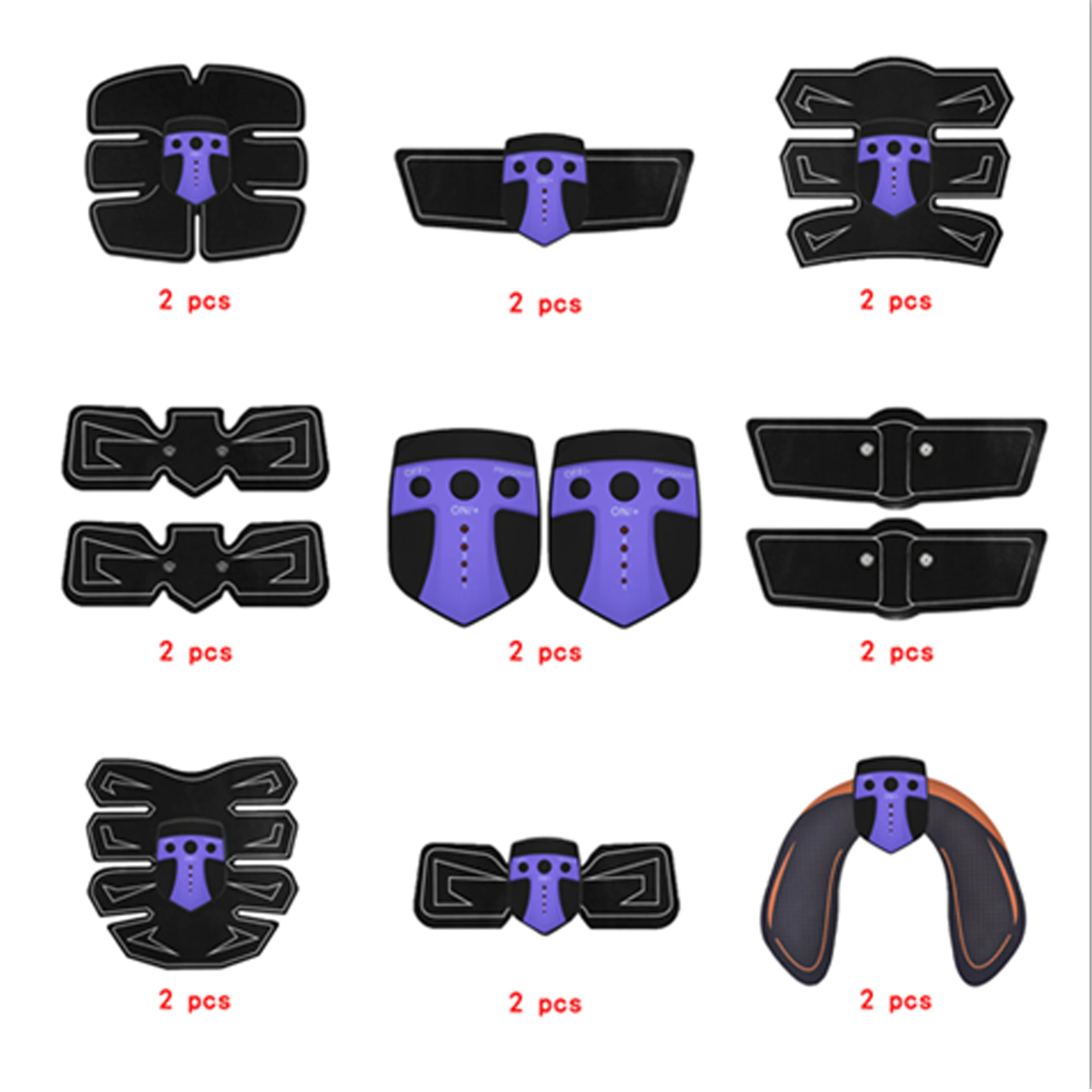 

2pc Replacement Part Muscle Stimulator EMS Figure Slimming Machine Abdominal Muscle Tens Exercise Slim Belt Rechargeable Blue