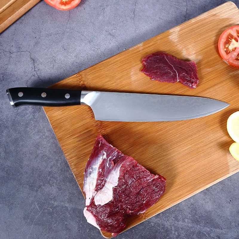 

8 Inch 67 Layers 9CR18Mov Damascus Steel Chef Knife Black G10 Handle Vegetable Steak Slicing Knives Kitchen Cleaver Fish Meat