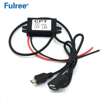 

10pcs/lot 12V to 5V DC-DC step down Converter USB port & mini usb plug output