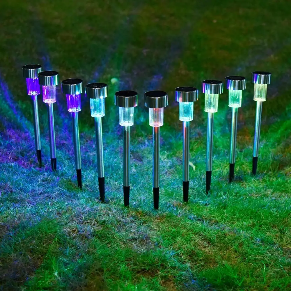 

12pcs/lot Stainless Steel Solar Lawn Light For Garden Decorative 100% Solar Power Outdoor Solar Lamp Luminaria