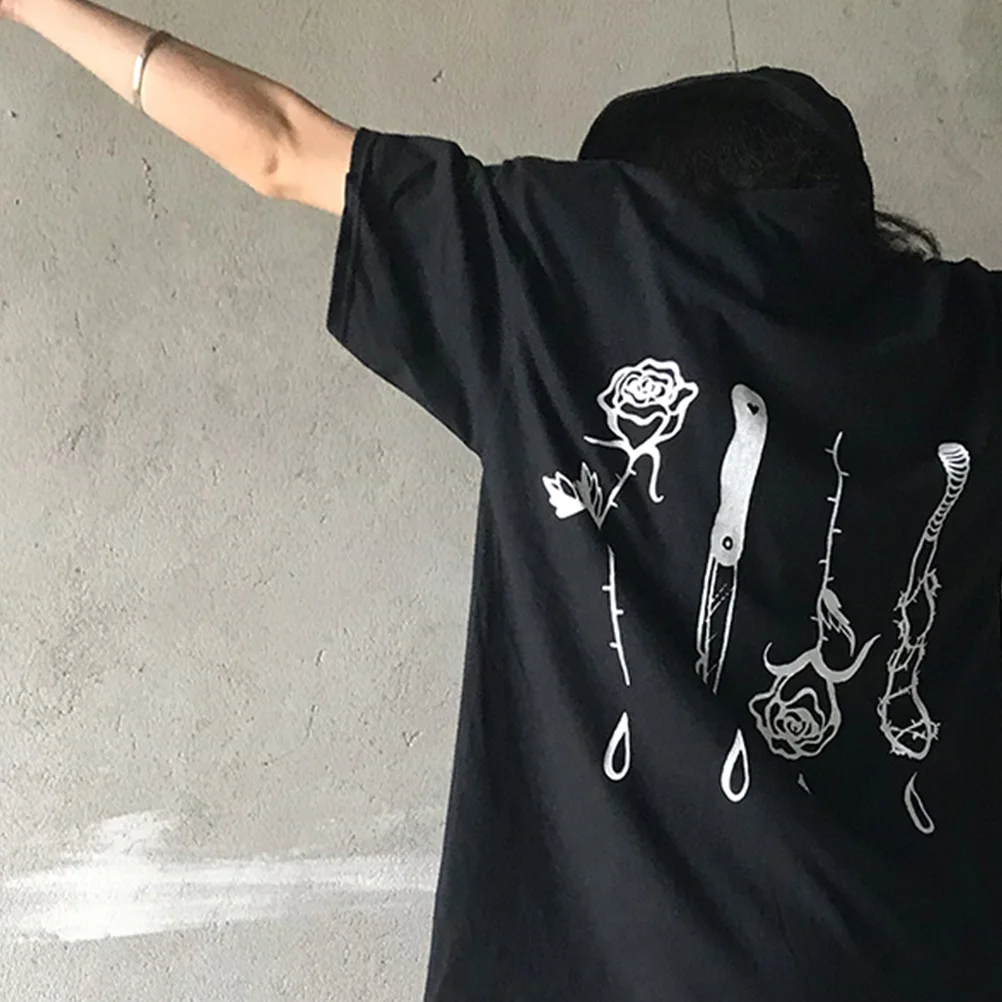 Black Harajuku T-Shirt Womens Short Sleeve Round Neck Rose Print Loose Punk Tee Shirts Tumblr Tops Cotton Summer Clothes XXL Black Harajuku T-Shirt Womens Short Sleeve Round Neck Rose Print Loose Punk Tee Shirts Tumblr Tops Cotton Summer Clothes XXL