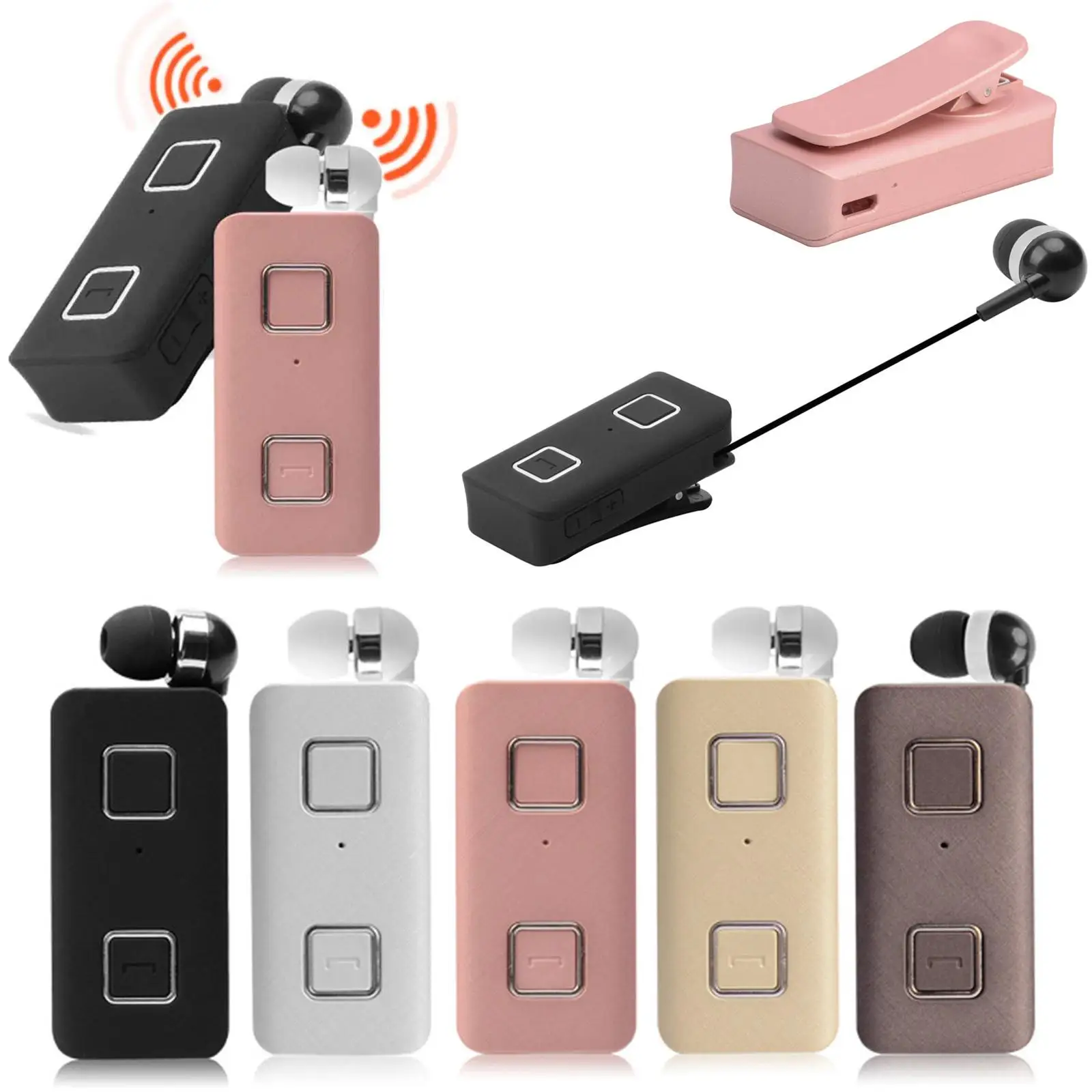 Bluetooth Headphone Wireless Headset with Clip Noise Cancelling for Samsung Galaxy S9 S8 J7 J5 iPhone XR XS X IOS Android Phone