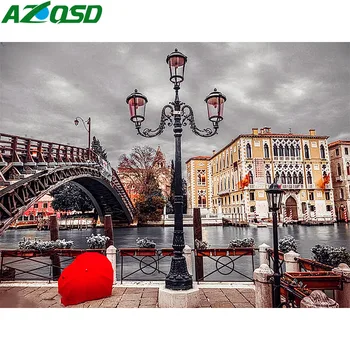 

AZQSD Oil Painting By Numbers Landscape Painting DIY City Scenery Hand Painted Frameless Paint On Canvas SZGD106 Home Decor