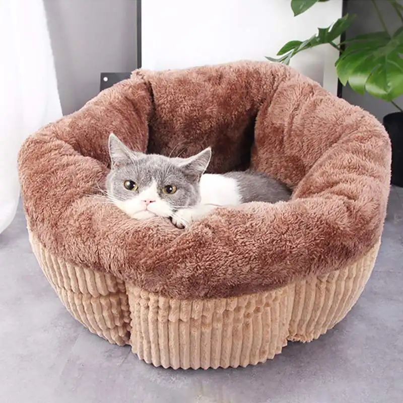 

Cake Shape Warm Winter Pet Bed Cushion Fleece Cotton Round Dog Kennel Cat Soft Sleeping Bed Puppy Cat Pets Supplies 4 Colors