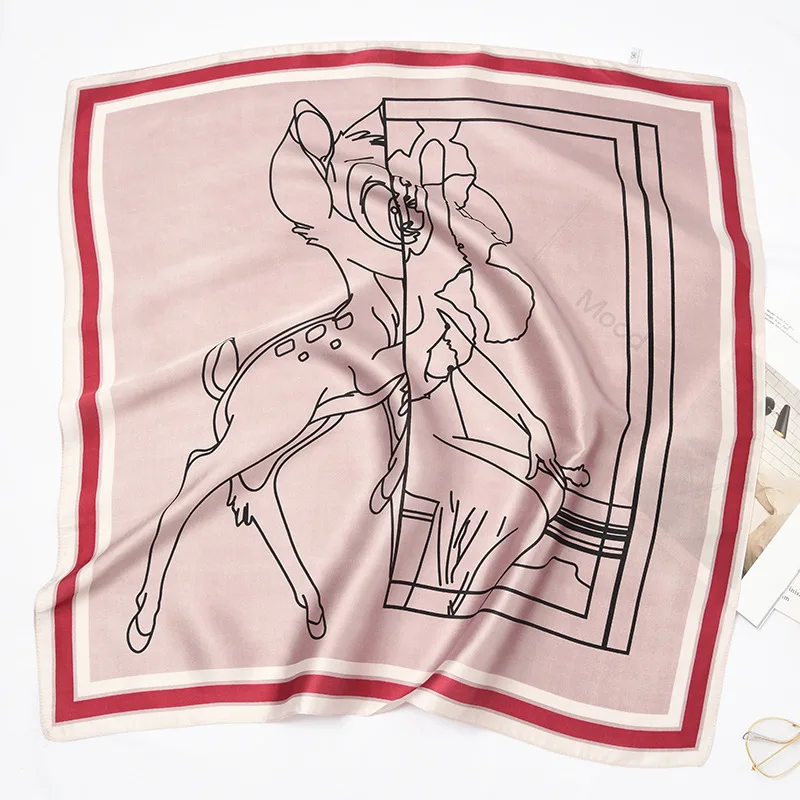 

Women Geometric Line Square Scarf Imitated Silk Scarves For Ladies Stewardess Hostess Ladies Office Neckerchief 70*70cm