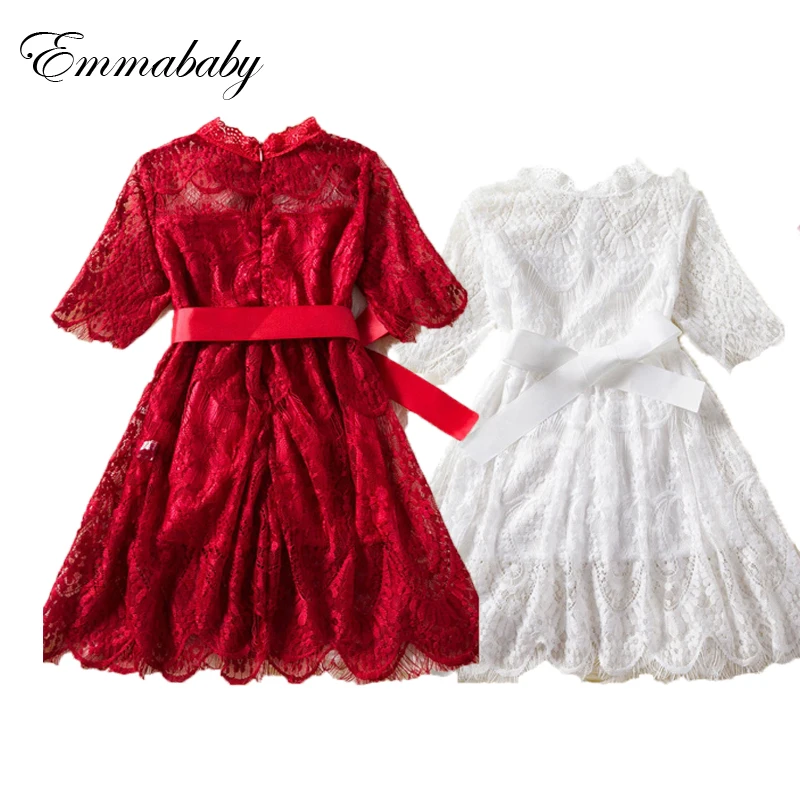 Emmababy 2019 детское Цветочное платье для девочек с длинным рукавом кружевные