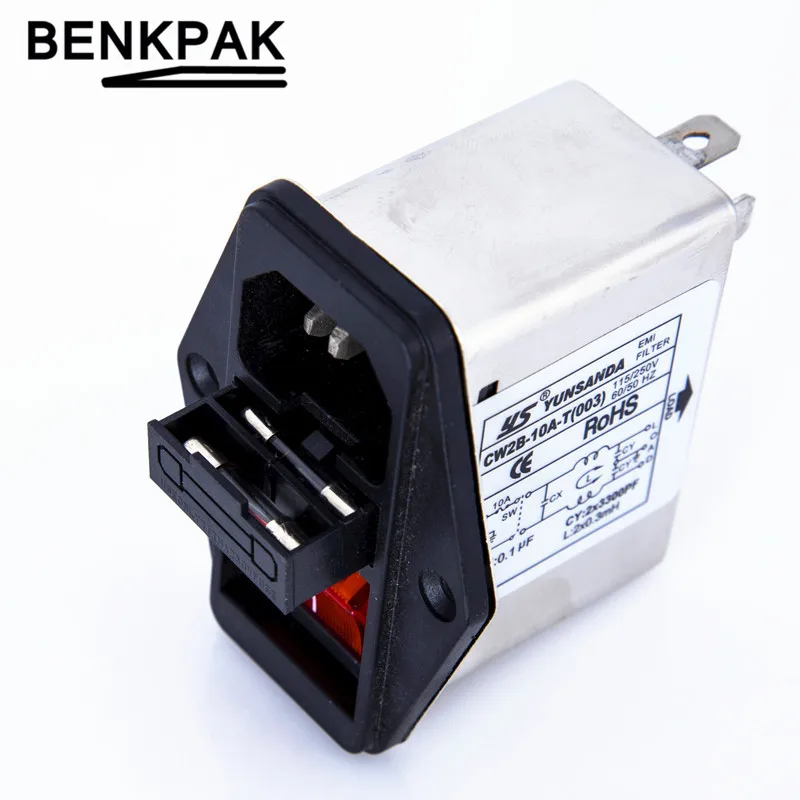

10A power EMI filter with big rocker switch & socket Connector CW2B-10A-T(003)