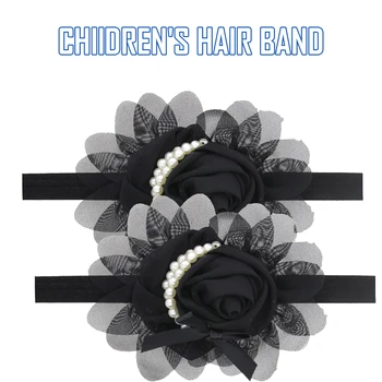 

Baby Hair Accessories Girl Headbands Rose Flower Pearls Elastic Hairbands for Baby Kids Children's Headwear