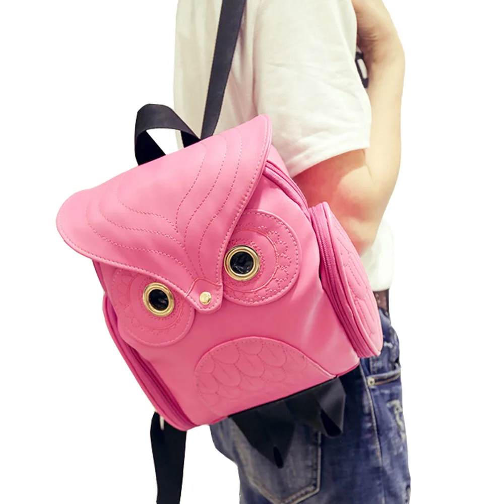 

Fashion Cute Owl Backpack Women Cartoon School Bags For Teenagers Girls High quality leather Mochila Feminina