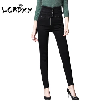 

LORDXX Women Jeans Large Size 4XL 2018 Tunic Skinny Jeans woman Black High waist Denim Pants Trousers Stretch Jeans Female