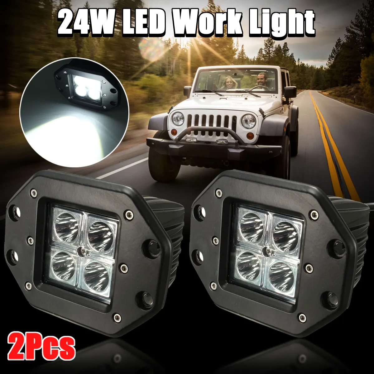 

12W 6000k 4 Led Pod Lights Car Spot Beam High Driving Work Fog Light 5 inch Cube Dc 10V-60V Waterproof For Jeep ATV Truck SUV