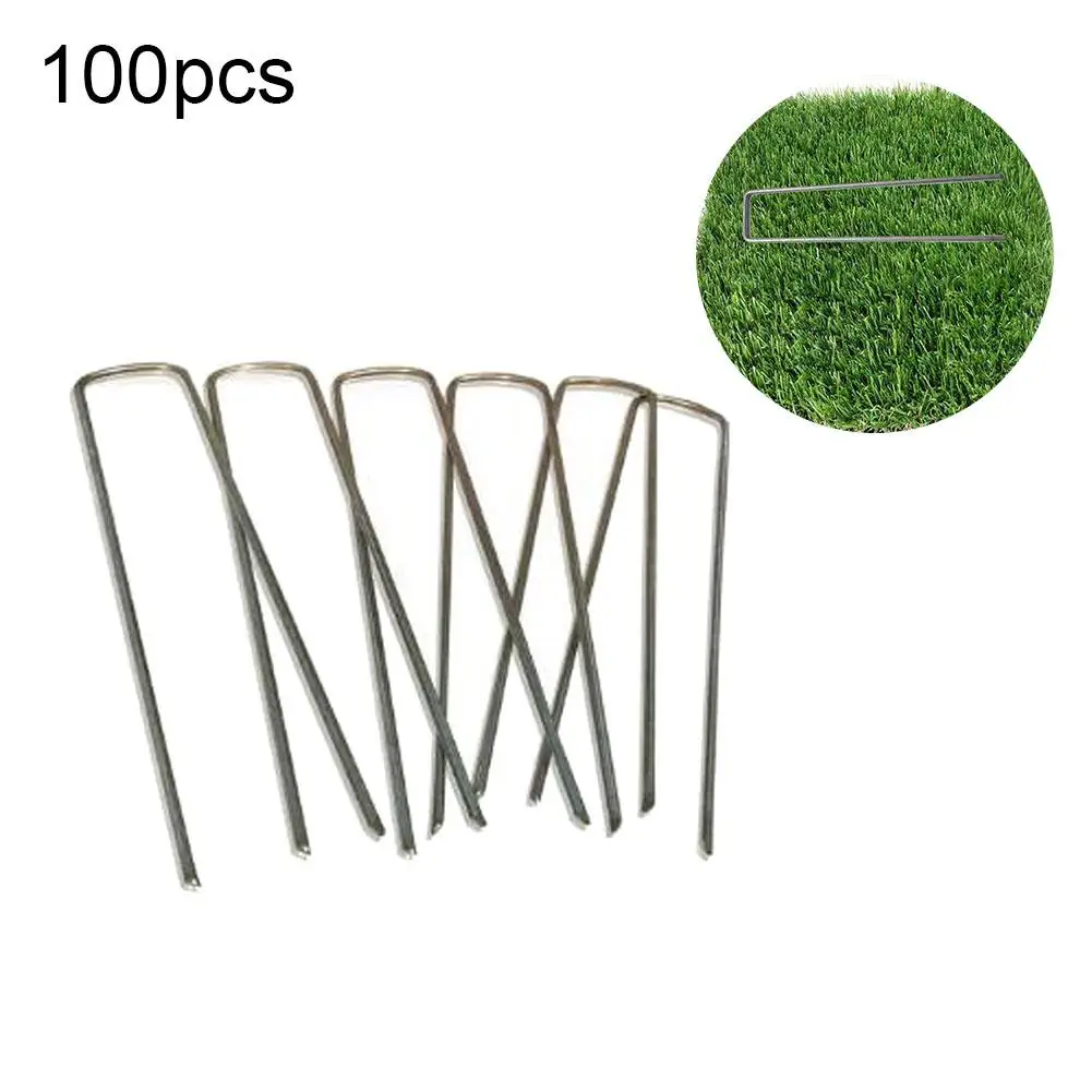

100PCS U-shaped Garden Securing Peg Multipurpose Galvanised Steel Wire Nail For Securing Weed Fabric Netting Ground Sheet Fleece