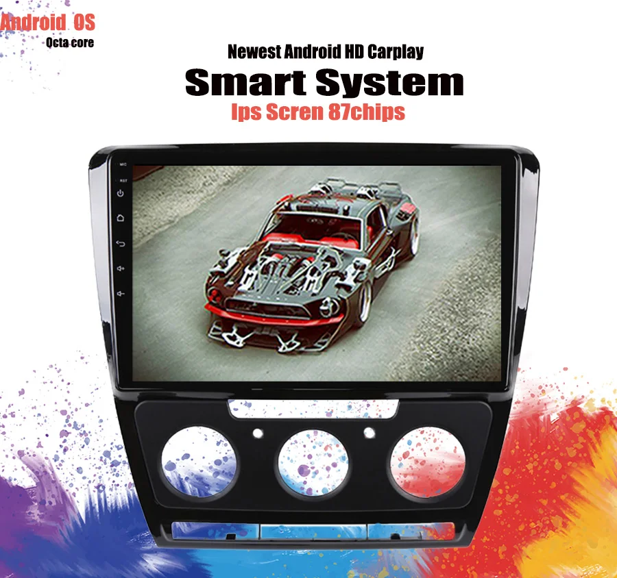 Perfect 10.1" Android 9.1 HD 4+64GB Touch Screen for 2007-2014 VW Volkswagen SKODA Octavia Radio GPS Bluetooth Head unit Mirror Carplay 4