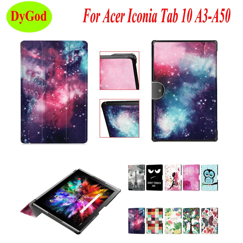 DyGod для acer Iconia Tab 10 A3-A50 10,1 дюймов чехол для планшета Tri-fold флип-стенд анти-шок кожаный чехол