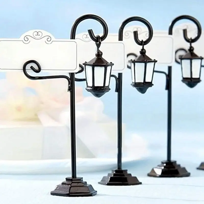 

5 PCS Streetlight Shape Wedding Party Reception Place Card Holder Number Name Table Menu Picture Photo Clip Card Holder Stand