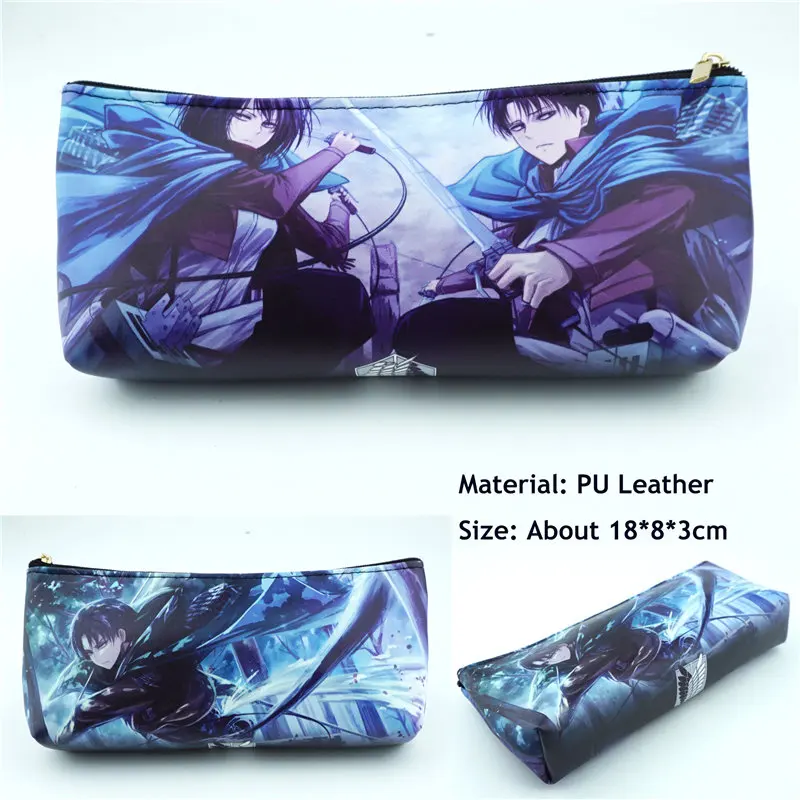 

Anime Attack on Titan Eren PU Zipper Pencil Case Student Stationery bag School Pen bag Makeup Case Cosmetic Bag makeup pouch
