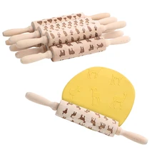 Деревянная Скалка динозавр корова овца свинья в форме костей шаблон тиснение инструмент печенье, фондан, пирог тесто ролик