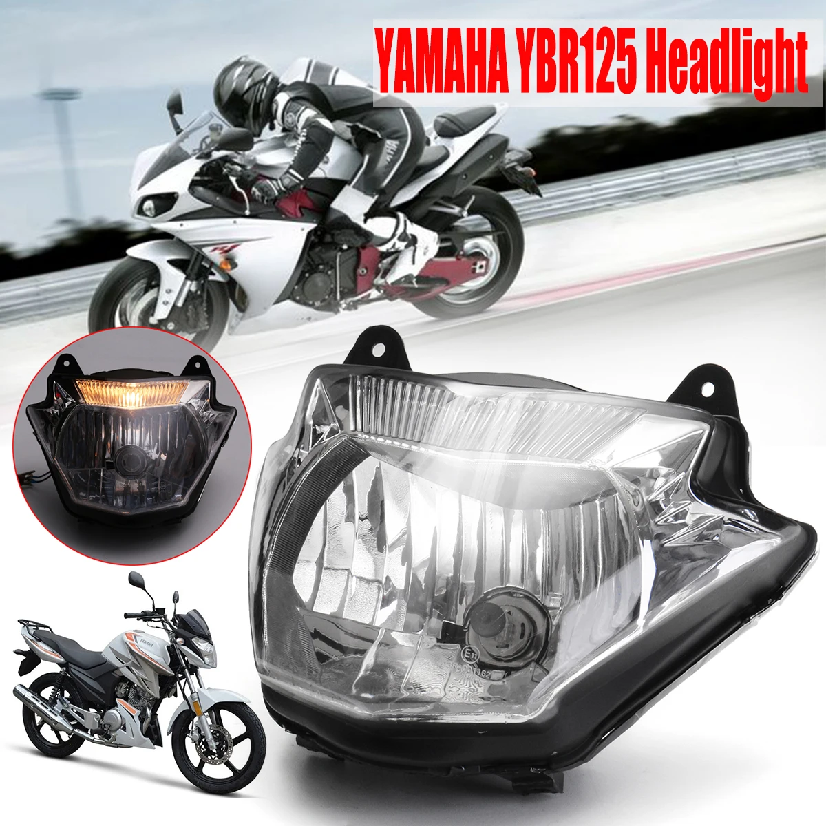 Передняя фара для мотоцикла Yamaha YBR 125 12 В из поликарбоната пластик серебристый +