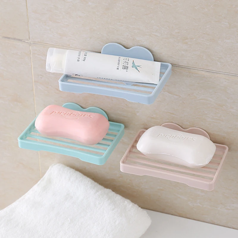 

Wall Soap Dish Shelf Holder Cup Bathroom Suction Heart Shape Sucker Soap Box Kitchen Kitchen Box Sponge Soap Holder
