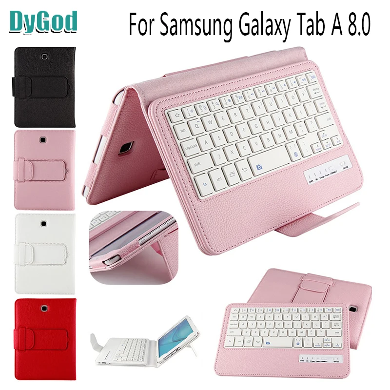 

Removable Wireless Bluetooth Keyboard for Samsung Galaxy Tab A T350 T351 T355 P350 P355 8''2-in-1 Portfolio Leather Tablet Cover