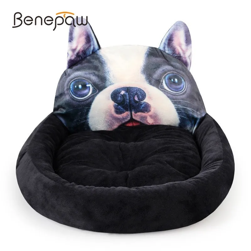 Benepaw 3D Французский бульдог Узор Диван Кровать Собака Горячая моющийся плюшевый спальный дом для собаки уютная мягкая кровать для питомца щенка Подушка