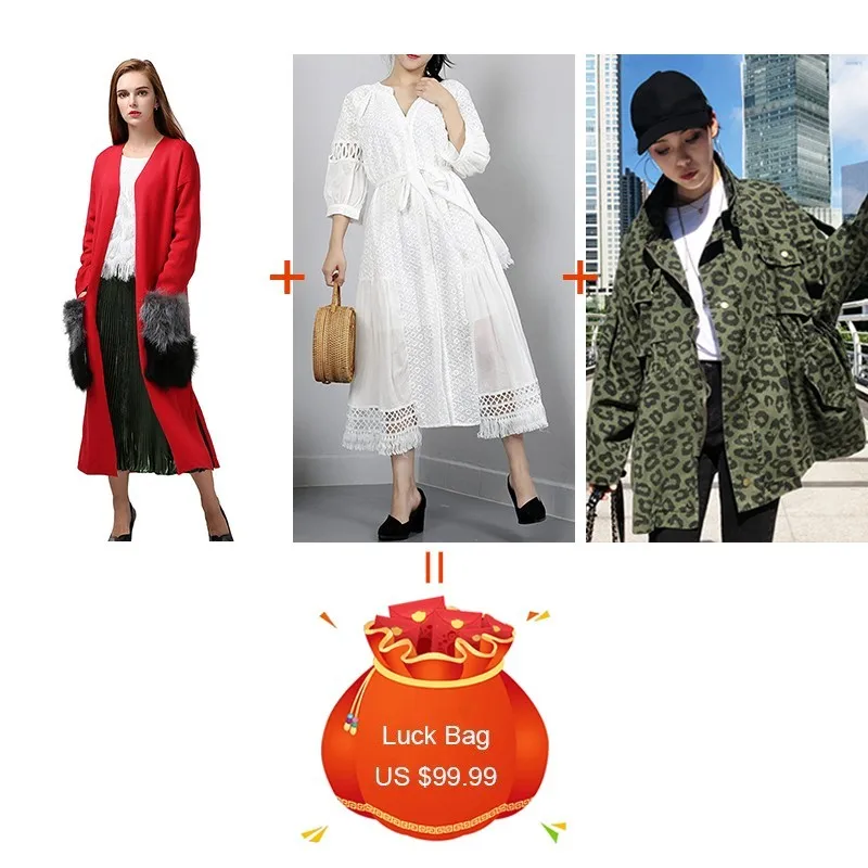

CHICEVER 3 Pieces/lot Clearance Winter Trench Coat For Women Hollow Out Dresses Female Leopard Denim Jackets 2019 New