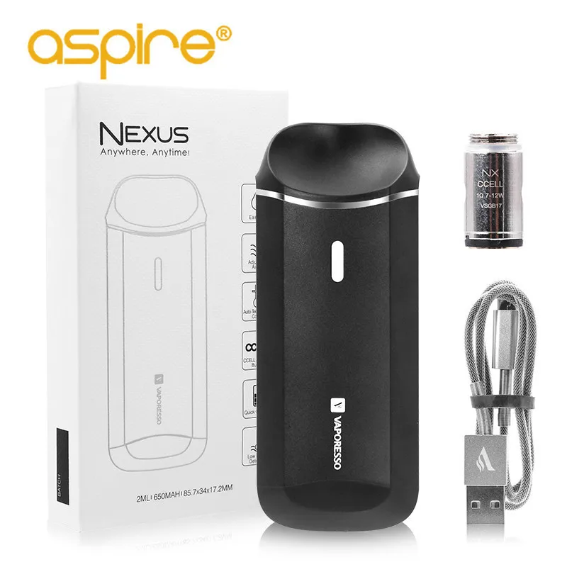 E Cig Vape Kit Vaporesso Nexus AIO 650mah Built-in Battery 2ML Capacity Palm MTL Electronic Cigarette Device Use NX 1.0ohm Coil