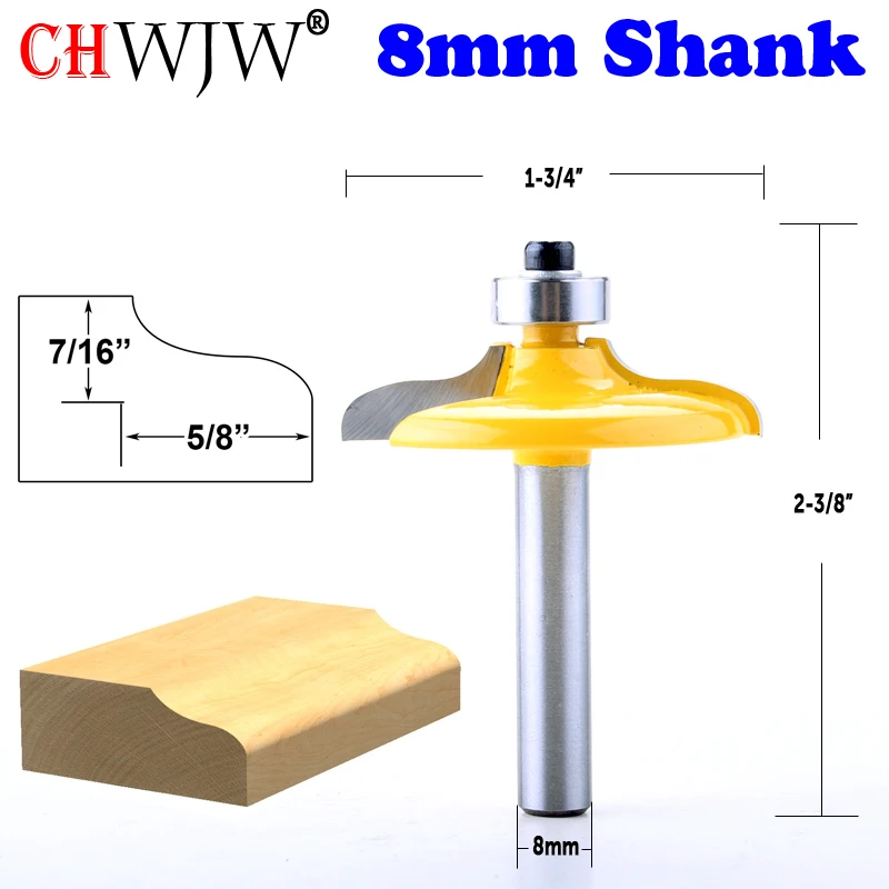 Chwjw 1 Pc 8 Millimetri Shank Ogee Euro Stile Porta Anteriore Bordatura Router Bit Guarnizioni Legno Fresa Per La Lavorazione Del Legno Taglierina Ute