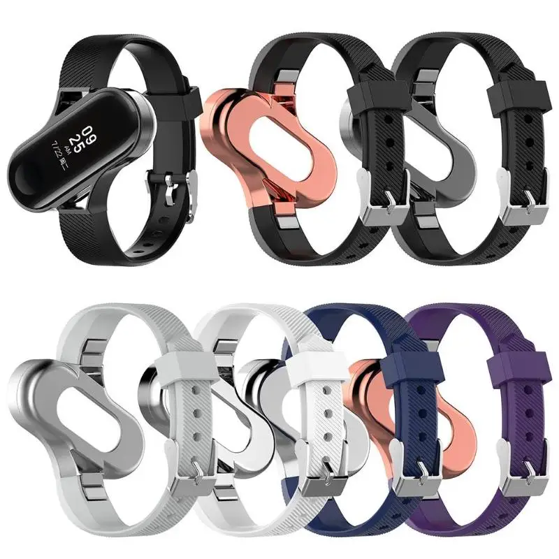 

NEW TPE Watch Band Wrist Strap+Protective Case Cover Shell Replacement for Xiaomi MI Band 3