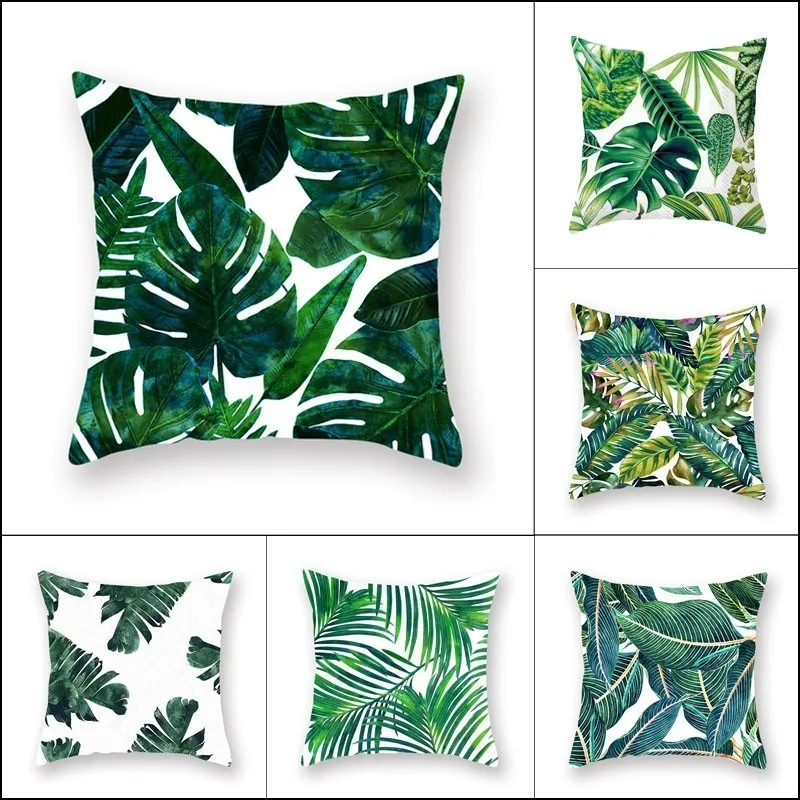 

Soft Polyester Square Car Seat Cushion Cover Couch Sofa Tropical Plants Series Back Waist Cushion Case Decorative Pillow Case