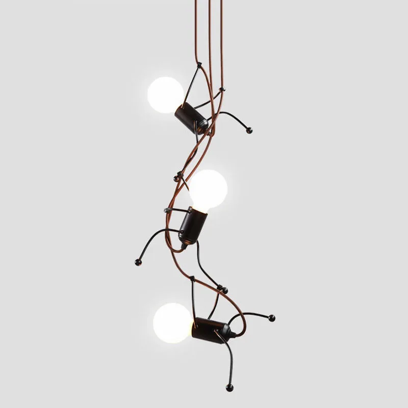 

Modern Iron Led Pendant Lights Loft Deco Hanging Lamp Industrial Restaurant Human Lampshade Luminaire Living Room Light Fixtures